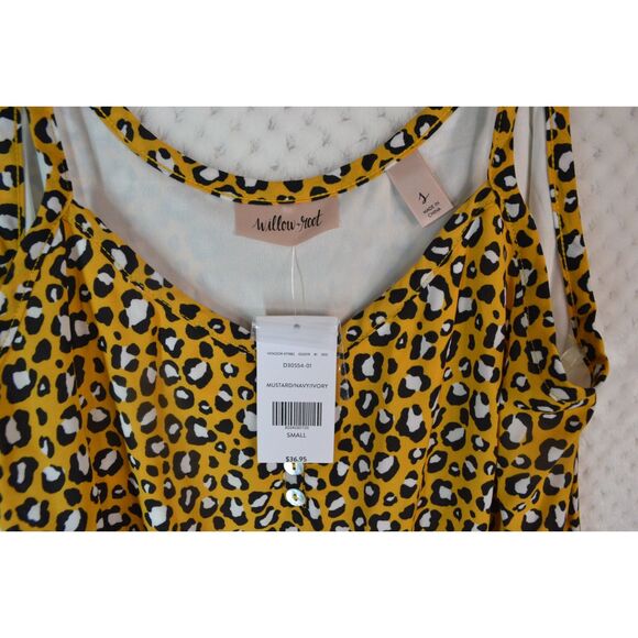 Willow Root Women's Small Yellow Leopard Print Spaghetti Strap Dress - Picture 16 of 16